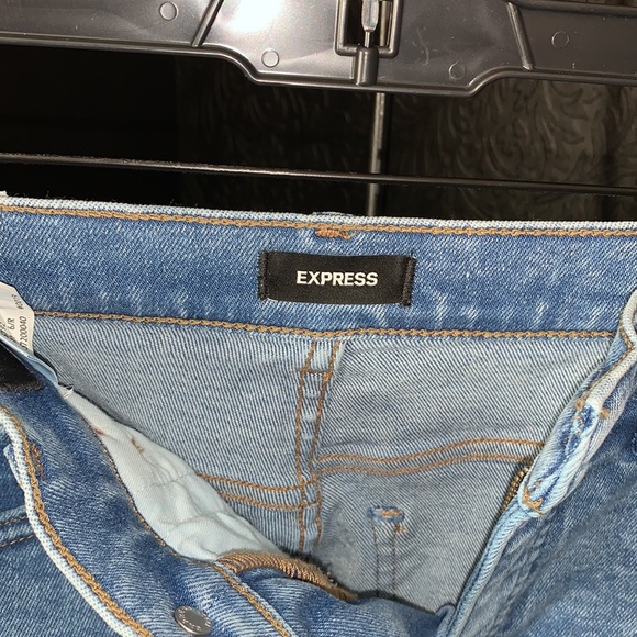 Express High Waisted Medium Wash Ripped Slim Jeans - Picture 10 of 14